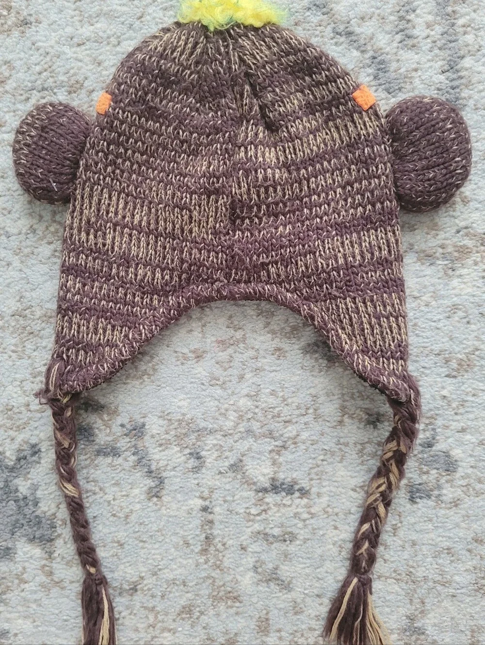 Quirky Sock Monkey Knit Earflap Hat 🐵 Y2K Fleece Lined